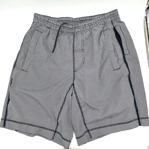 Lululemon Pace Breaker Gingham Lined Running Shorts Elastic Waist Lightweight‎ M - Picture 1 of 5